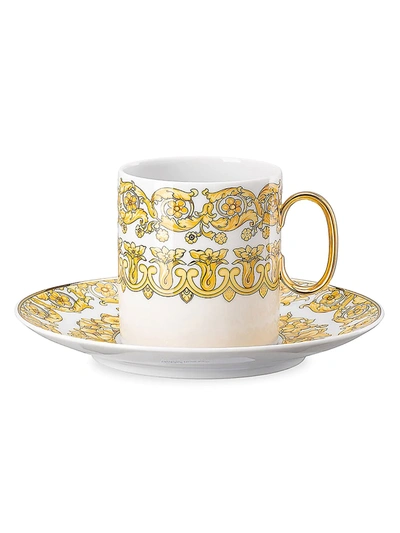 Shop Versace Medusa Rhapsody 2-piece Porcelain Coffee Cup & Saucer Set In Pattern