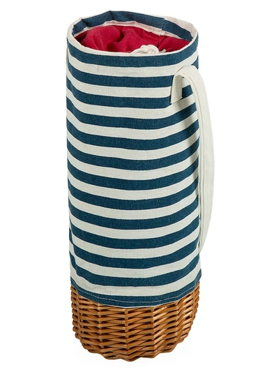 Shop Picnic Time Malbec Stripe Insulated Canvas & Willow Wine Bottle Basket