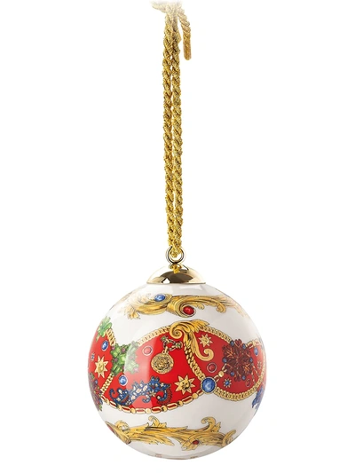 Shop Versace Barocco Holiday Porcelain Globe Ornament In Multi