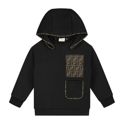 Shop Fendi Pocket Logo Hoodie In Black