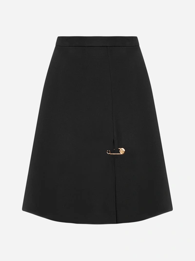 Shop Versace Logo-pin Cady Skirt