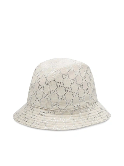 Shop Gucci Metallic Logo-jacquard Bucket Hat In White