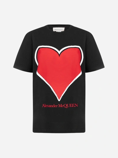 Shop Alexander Mcqueen Print And Logo Cotton T-shirt