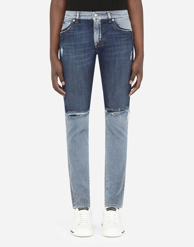 Shop Dolce & Gabbana Skinny Stretch Jeans With A Mix Of Washes