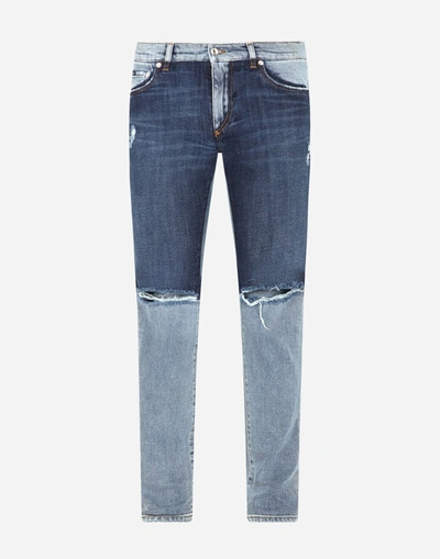 Shop Dolce & Gabbana Skinny Stretch Jeans With A Mix Of Washes