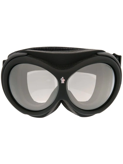 Shop Moncler Logo Ski Goggles In Black
