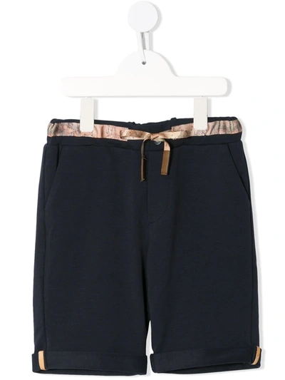 Shop Alviero Martini Tailored Shorts With Map-print Ribbon In Blue