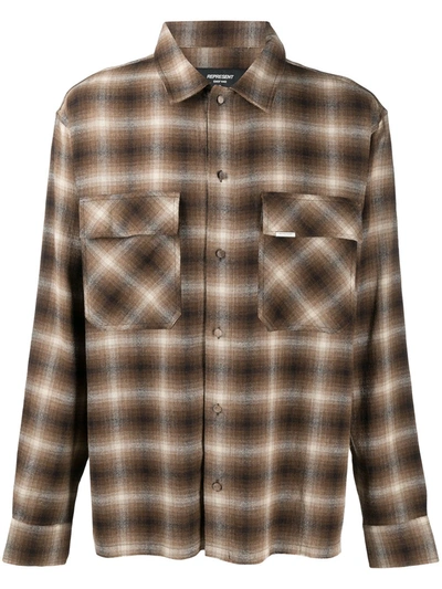 Shop Represent Plaid Long-sleeved Shirt In Brown