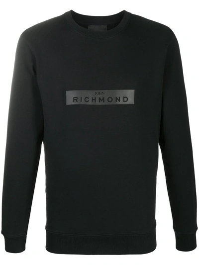 Shop John Richmond Logo Patch Cotton Sweatshirt In Black