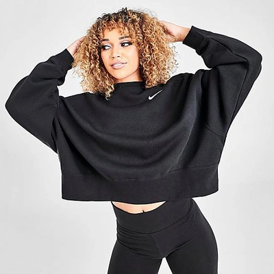 Shop Nike Women's Sportswear Cropped Crewneck Sweatshirt In Black
