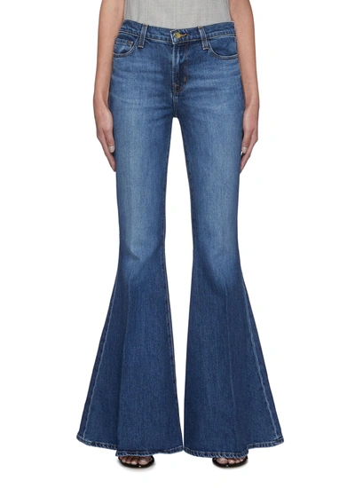 Shop J Brand 'valentina' Super Wide Flared Leg Jeans In Blue