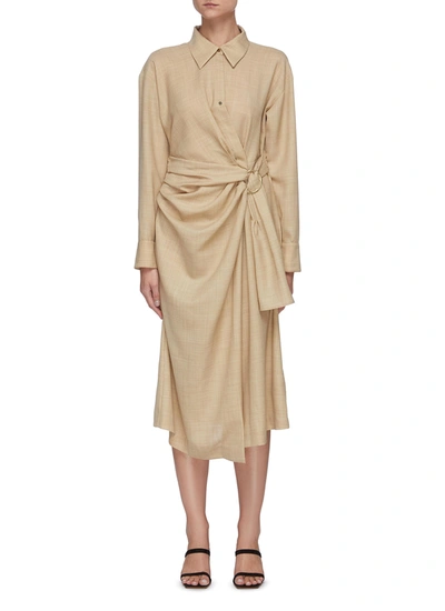 Shop Equil Wrap Buckle Shirt Dress In Neutral