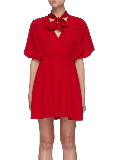 Shop Alice And Olivia 'perkins' Neck-tie Dress In Red