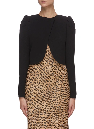 Shop Alice And Olivia 'addison' Puff Sleeve Crop Jacket In Black