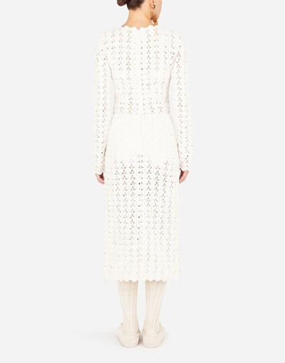 Shop Dolce & Gabbana Wool Crochet Midi Dress