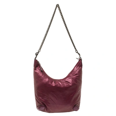 Pre-owned Gucci Metallic Purple Leather Galaxy Slouchy Hobo