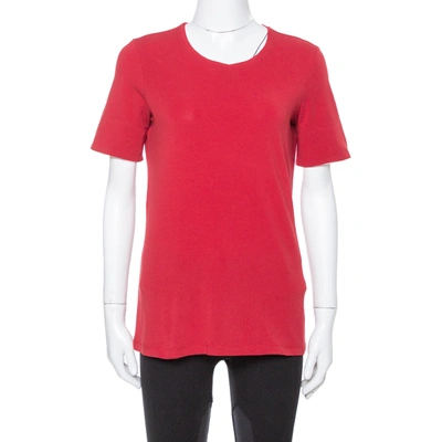 Pre-owned Burberry Red Nova Check Trimmed T Shirt M