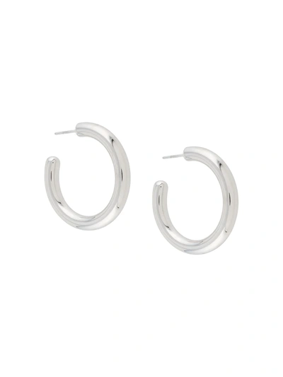 Shop Maria Black Ruby 35 Hoop Earrings In Silver