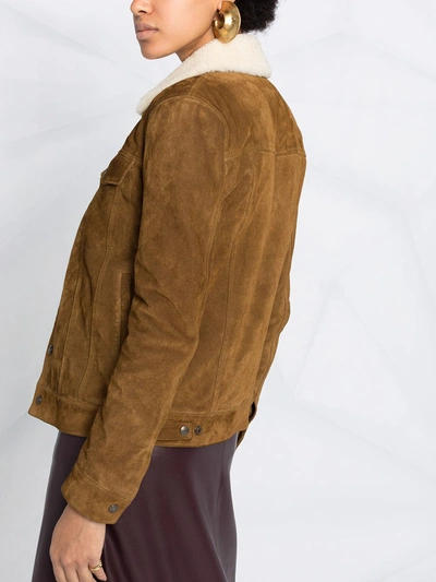 Shop Saint Laurent Shearling-lined Suede Jacket In Brown