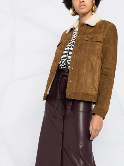 Shop Saint Laurent Shearling-lined Suede Jacket In Brown