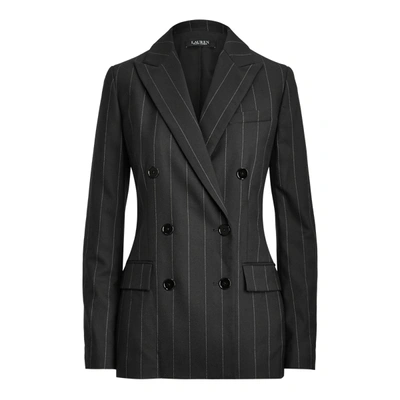 Shop Lauren Ralph Lauren Wool Twill Blazer In Black/white
