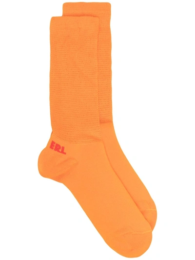 Shop Erl Heel Logo Socks In Orange