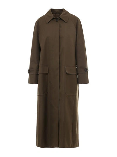 Shop Lardini Pleated Long Coat In Brown