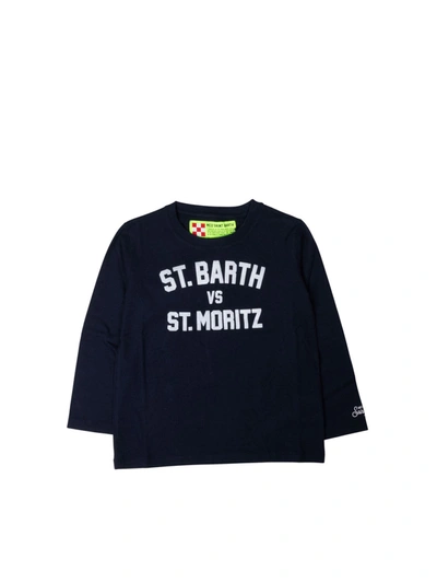 Shop Mc2 Saint Barth Logo T-shirt In Blue