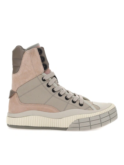 Shop Chloé Leather And Fabric Hi-top Sneakers In Pink