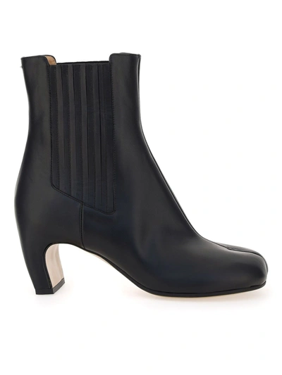 Shop Maison Margiela Tabi Calfskin Ankle Boots In Black