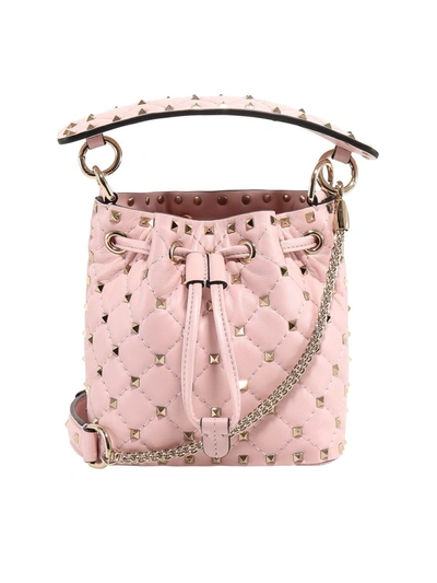 Shop Valentino Rockstud Spike Bucket Bag In Pink