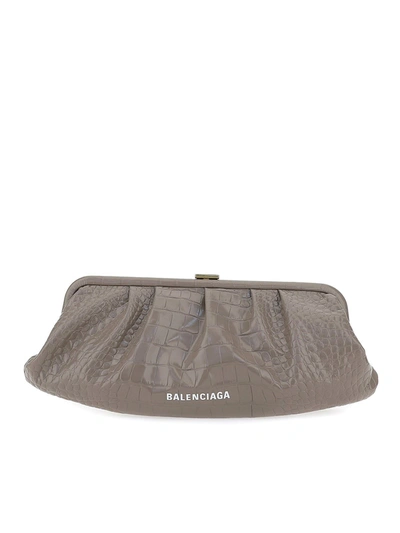 Shop Balenciaga Cloud Xl Pochette In Grey