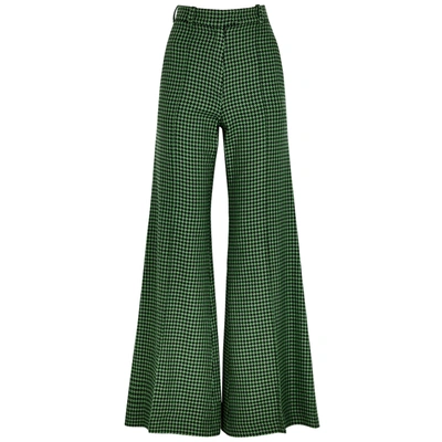 Shop Racil Lincoln Houndstooth Flared-leg Trousers In Green