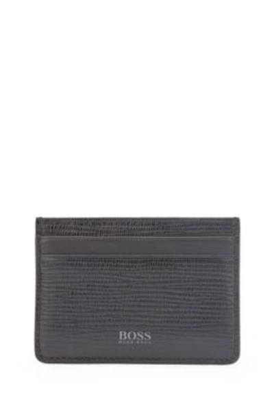 Shop Hugo Boss - Monogram Print Card Holder With Embossed Leather Trims - Black