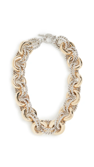 Shop Kenneth Jay Lane 18 Gold/polished Silver Link Necklace" In Gold/silver