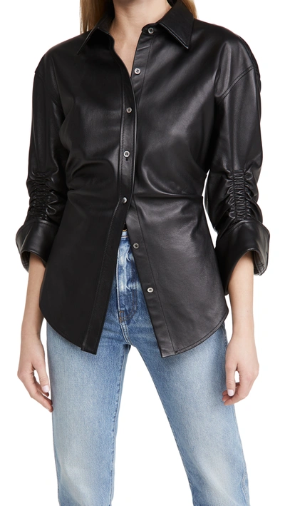 Shop Alexander Wang Cinched Waist Button Down Shirt In Black