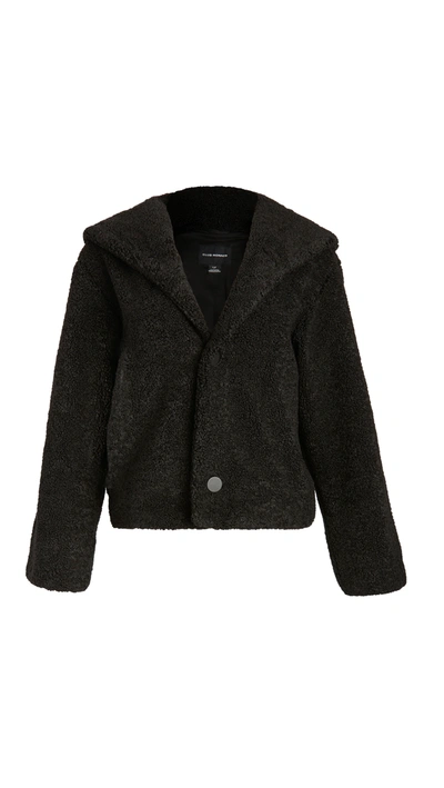 Shop Club Monaco Cropped Faux Fur Jacket In Black
