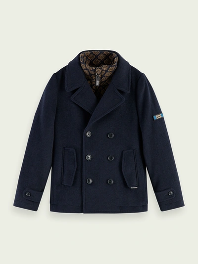 Shop Scotch & Soda Wool-blend Jacket With Detachable Collar In Blue