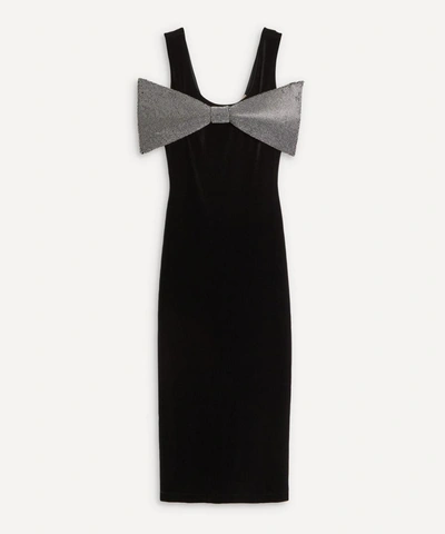 Shop Christopher Kane Crystal Bow Velvet Dress In Black