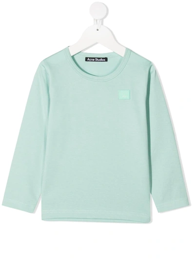 Shop Acne Studios Face Patch Long-sleeve T-shirt In Green