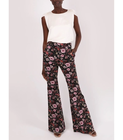 Shop Adam Lippes Floral Printed High Waist Flare Pant In Multicolor