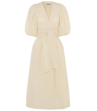 Shop Three Graces London Fiona Belted Wrap Dress In Chalk