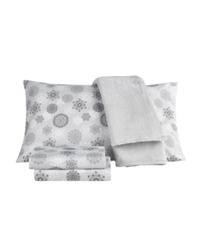 Shop Sanders Closeout!  Holiday Microfiber 5 Piece Queen Sheet Set And Throw Bedding In Neve