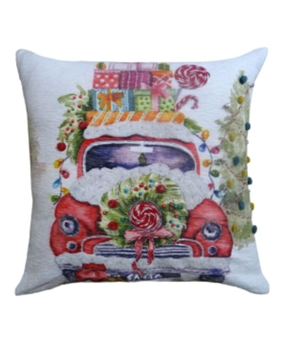 Shop Chicos Home Christmas Car Embroidered Decorative Pillow,20" X 20" In Open Miscellaneous