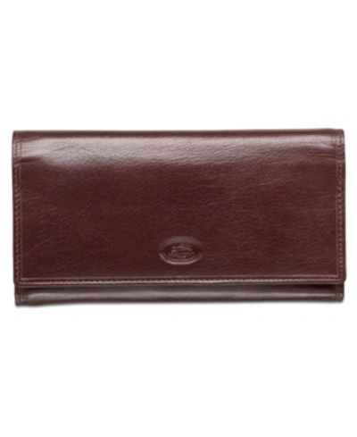 Shop Mancini Equestrian-2 Collection Rfid Secure Trifold Checkbook Wallet In Brown