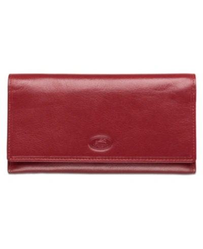 Shop Mancini Equestrian-2 Collection Rfid Secure Trifold Checkbook Wallet In Red