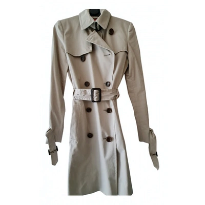 Pre-owned Hugo Boss Ecru Cotton Trench Coat