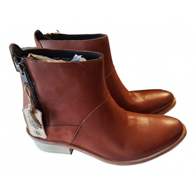 Pre-owned Hudson Camel Leather Ankle Boots