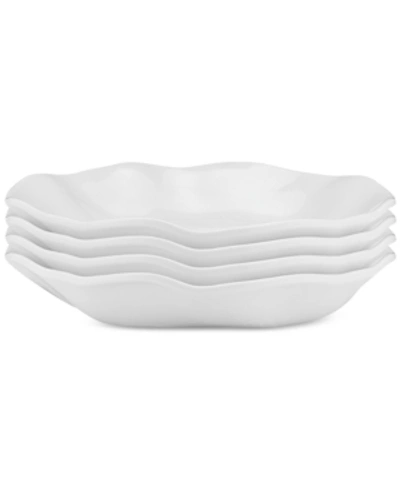 Q Squared Ruffle Melamine Round Dinner Bowls, Set Of 4