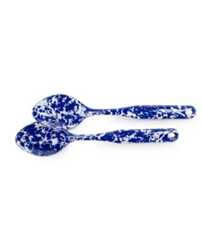 Shop Golden Rabbit Cobalt Swirl Enamelware Collection 2 Piece Spoon Set In Blue